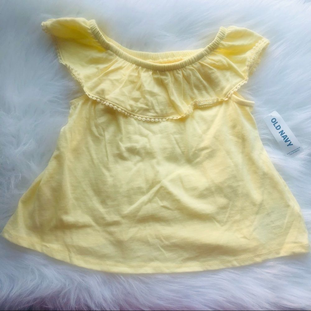 Old Navy Yellow Ruffle Neck Tank Top - Kids